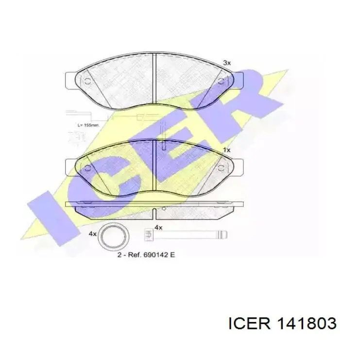 Передние тормозные колодки 141803 Icer