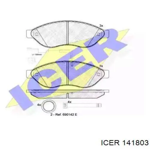 Передние тормозные колодки 141803 Icer