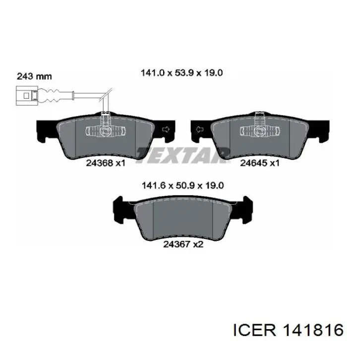 Задние тормозные колодки 141816 Icer