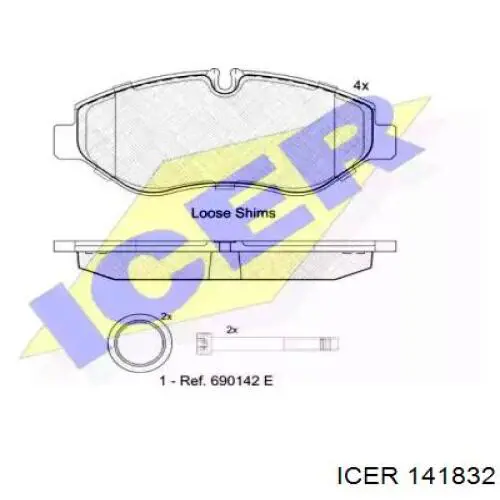 Передние тормозные колодки 141832 Icer