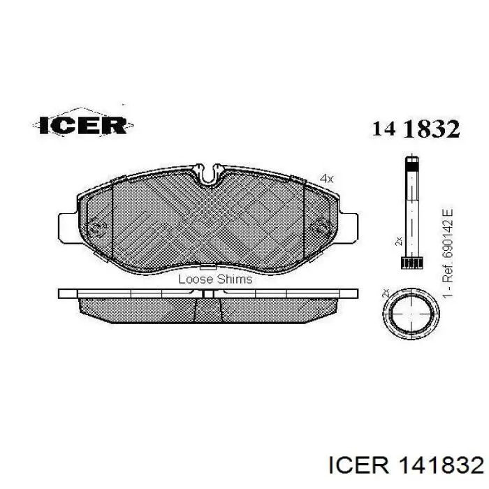 Передние тормозные колодки 141832 Icer
