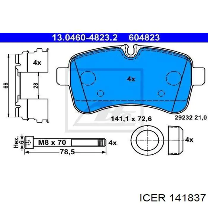 Задние тормозные колодки 141837 Icer