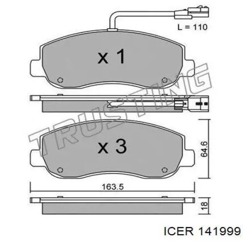 Передние тормозные колодки 141999 Icer