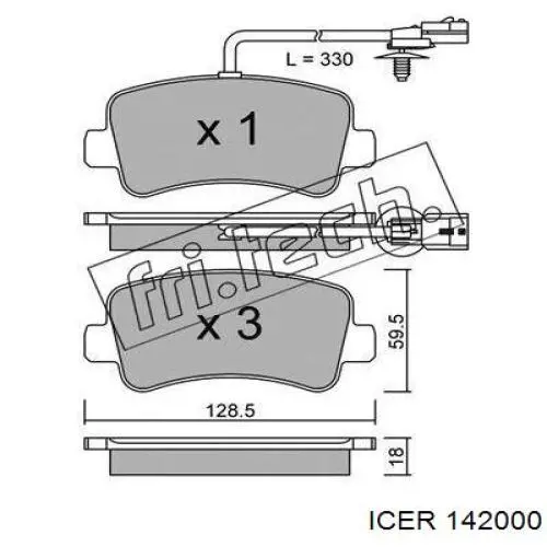 142000 Icer Колодки тормозные дисковые комплект