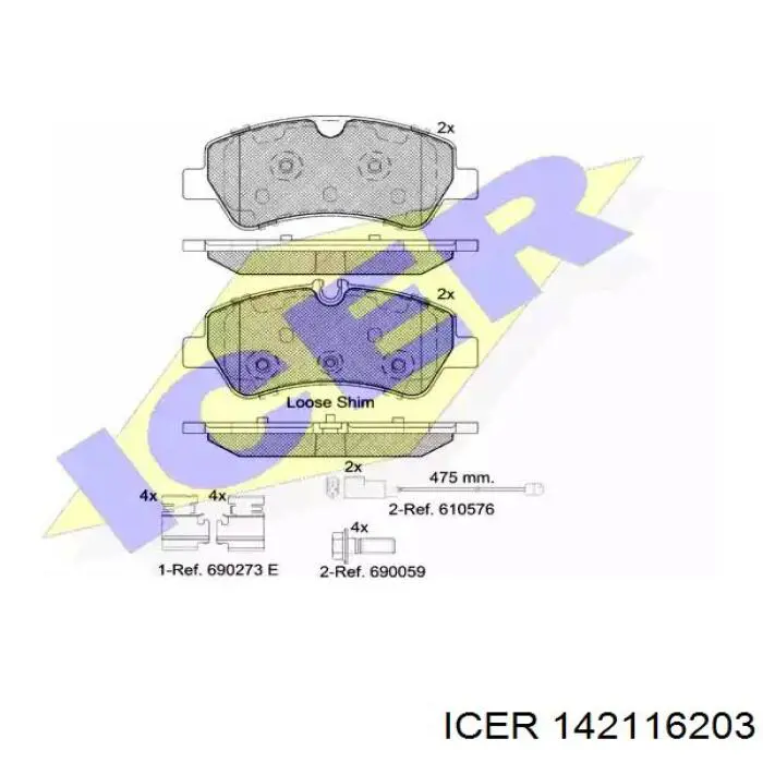 Задние тормозные колодки 142116203 Icer