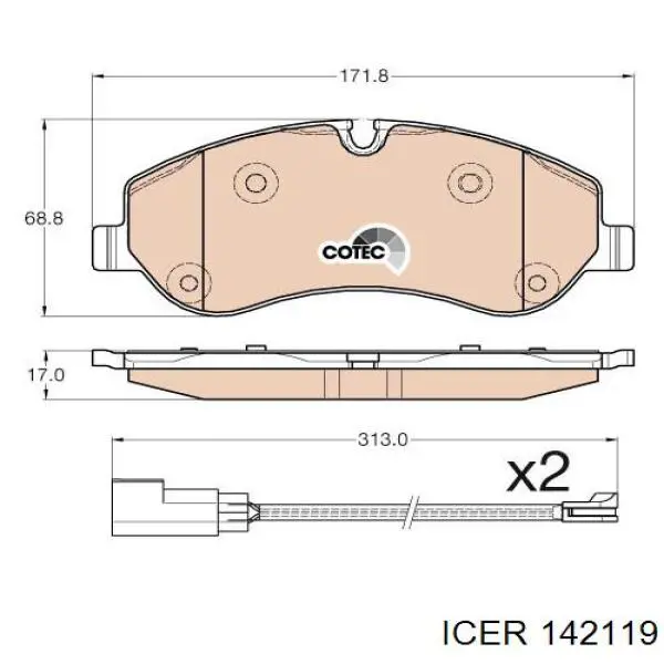 Купить 142119 Icer Колодки тормозные