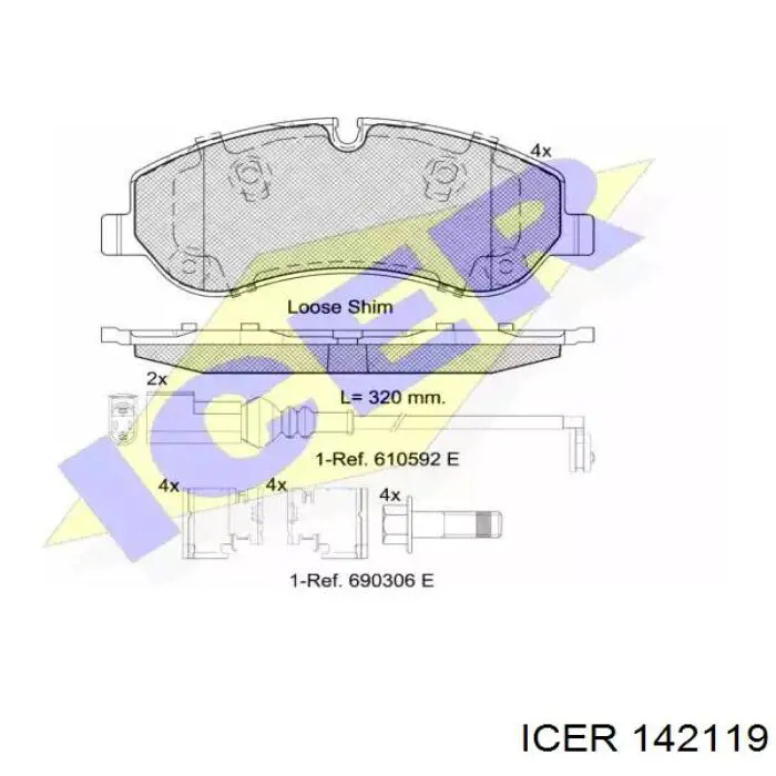 Передние тормозные колодки 142119 Icer