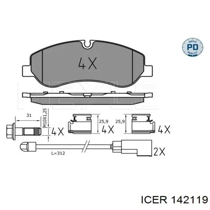 142119 Icer Колодки передние