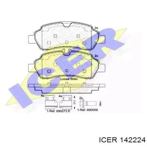 Задние тормозные колодки 142224 Icer