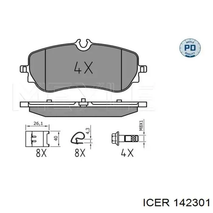 Задние тормозные колодки 142301 Icer