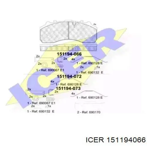 Купить 151194066 Icer Колодки тормозные задние, дисковые
