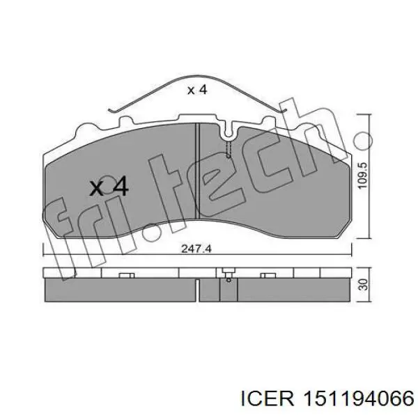 Задние тормозные колодки 151194066 Icer