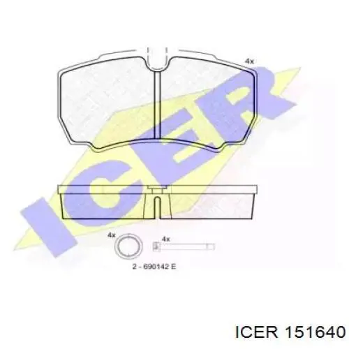 151640 Icer колодки тормозные задние дисковые