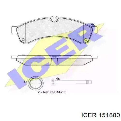 Задние тормозные колодки 151880 Icer