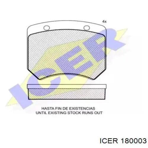 Задние тормозные колодки 180003 Icer