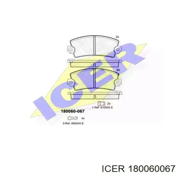 Передние тормозные колодки 180060067 Icer