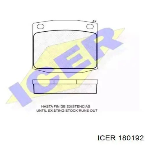 Передние тормозные колодки 180192 Icer