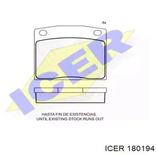 Передние тормозные колодки 180194 Icer