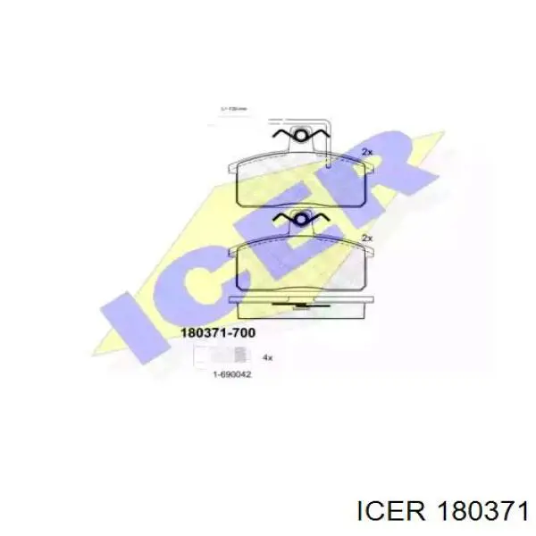 Передние тормозные колодки 180371 Icer