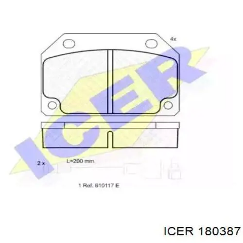 Передние тормозные колодки 180387 Icer