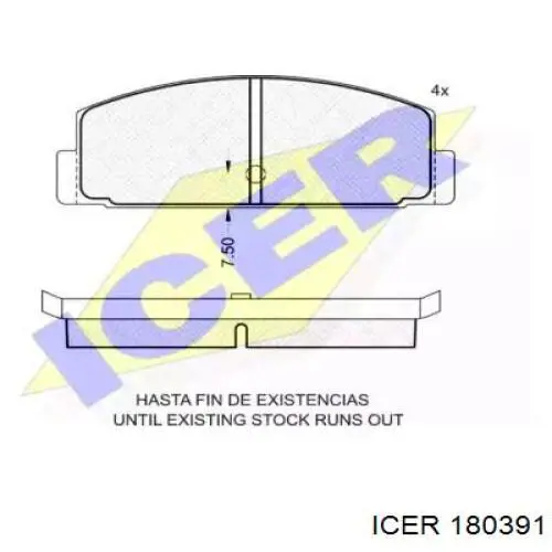 Задние тормозные колодки 180391 Icer