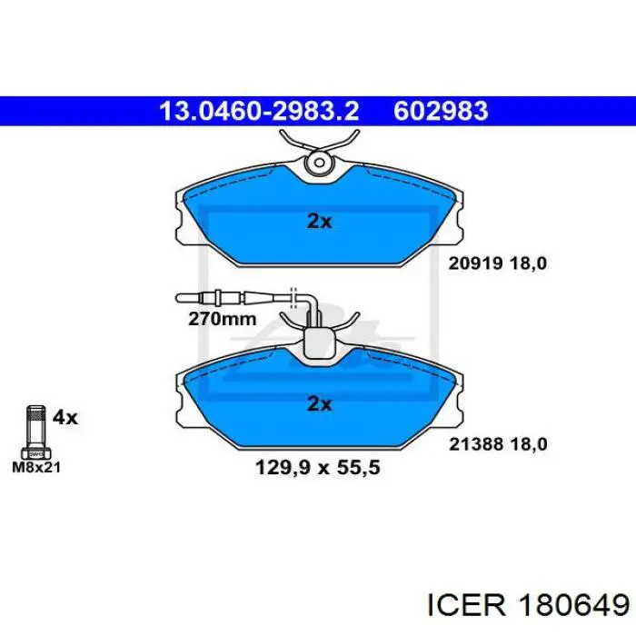 Pastillas de freno traseras 180649 Icer