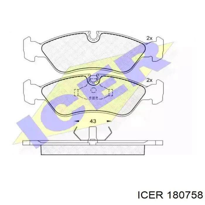 180758 Icer колодки тормозные передние дисковые
