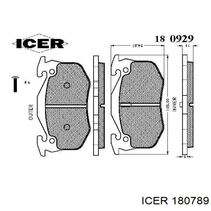 Колодки дисковые  Icer 180789 цена, от 18.49 USD