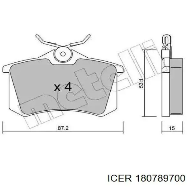 Купить 180789700 Icer Колодки тормозные задние, дисковые