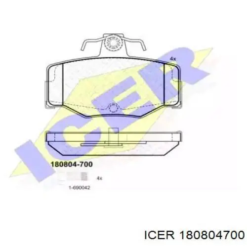 Задние тормозные колодки 180804700 Icer