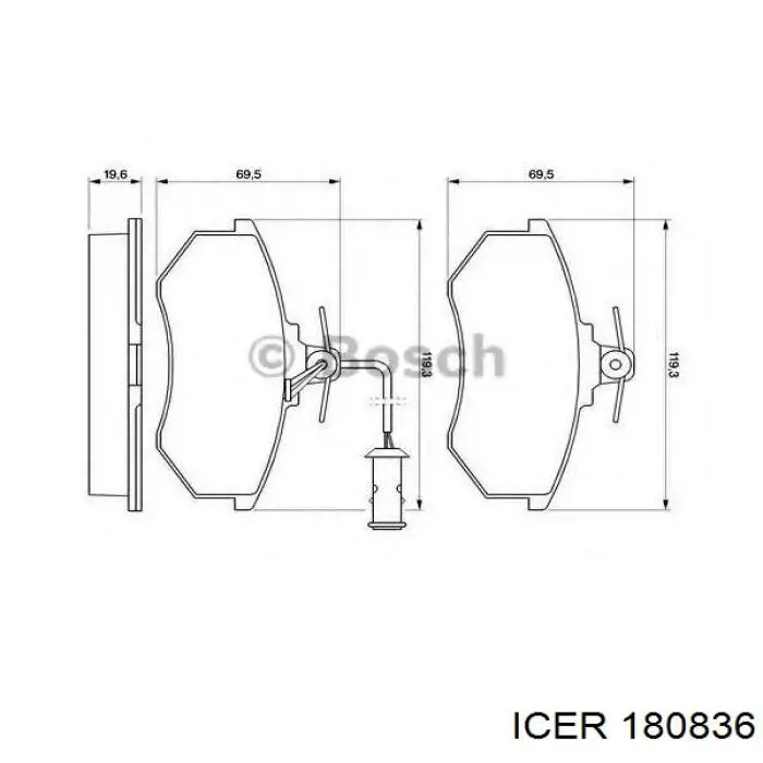 Передние тормозные колодки 180836 Icer