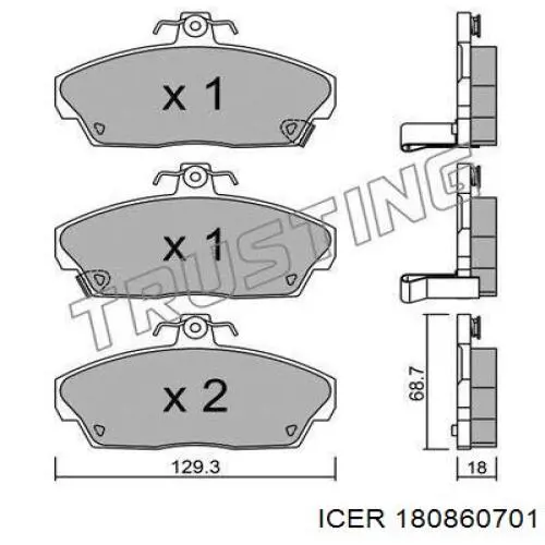 Sapatas do freio dianteiras de disco Icer 180860701 preço, a partir de 43,36 USD