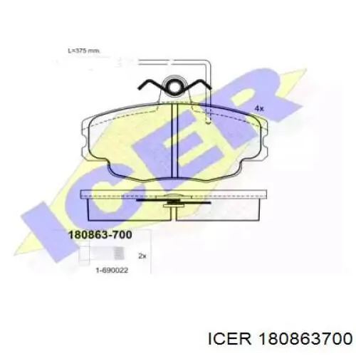 Передние тормозные колодки 180863700 Icer