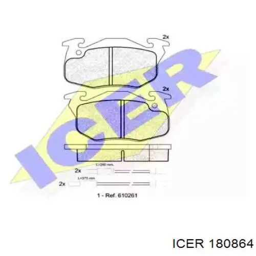 180864 Icer колодки тормозные передние дисковые