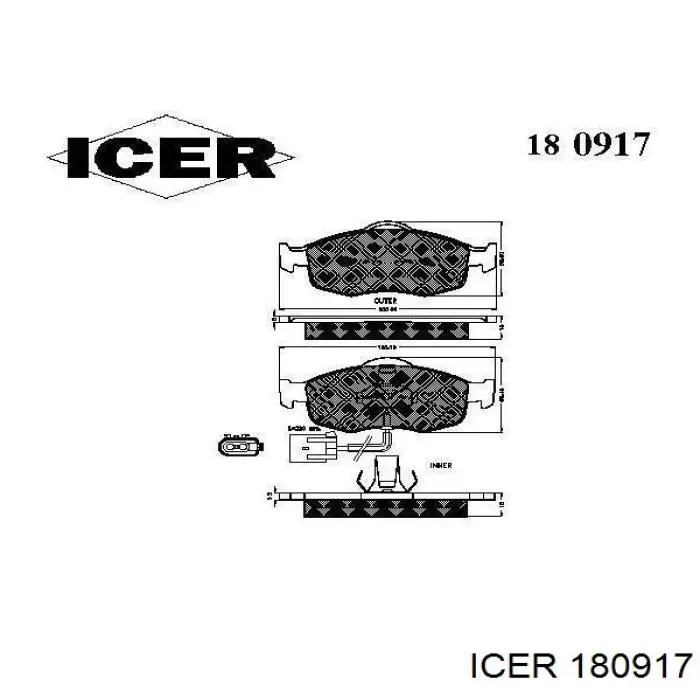 180917 Icer колодки тормозные передние дисковые