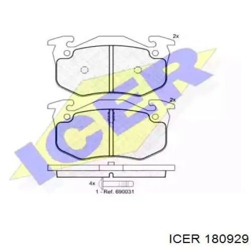 180929 Icer колодки тормозные задние дисковые