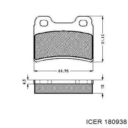 Задние тормозные колодки 180938 Icer