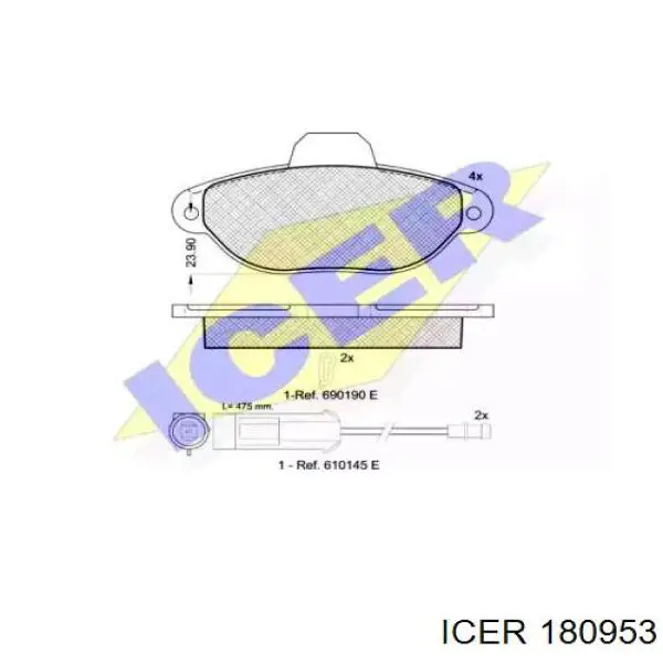 Передние тормозные колодки 180953 Icer