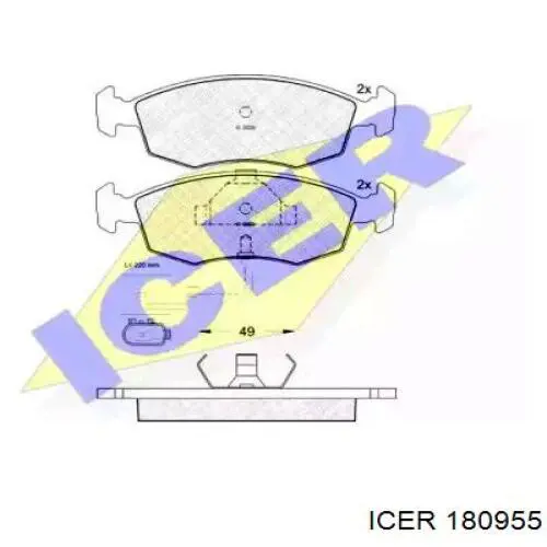 180955 Icer колодки тормозные передние дисковые