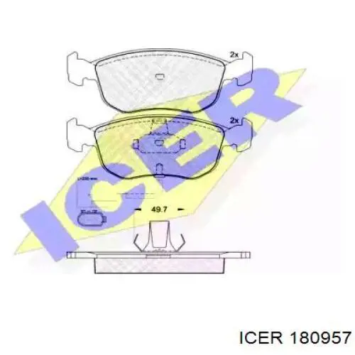 180957 Icer колодки тормозные передние дисковые