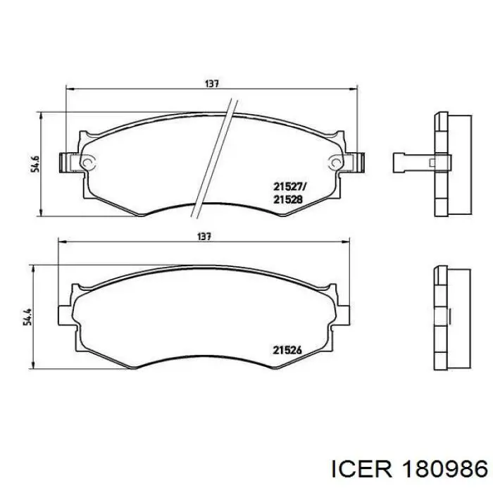 Колодки гальмівні передні, дискові 180986 Icer