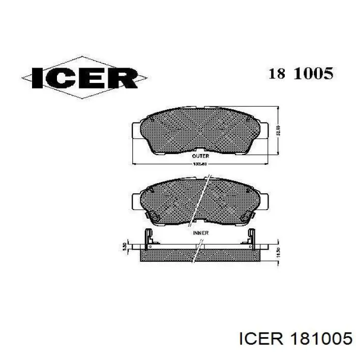 181005 Icer колодки тормозные передние дисковые