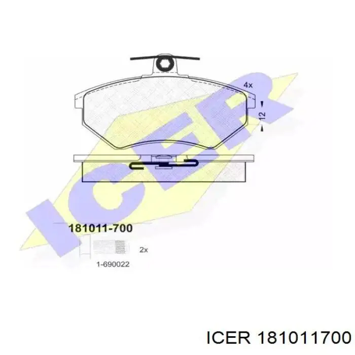 181011-700 Icer колодки тормозные передние дисковые
