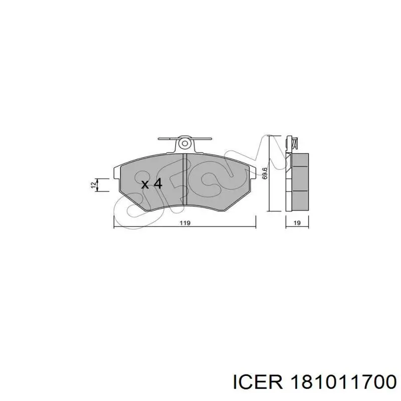 Передние тормозные колодки 181011700 Icer