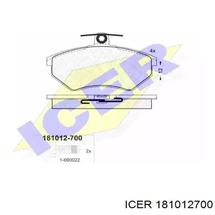 181012-700 Icer колодки тормозные передние дисковые