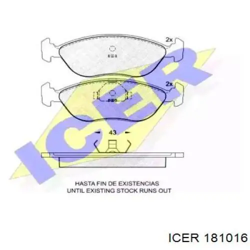 181016 Icer колодки тормозные передние дисковые