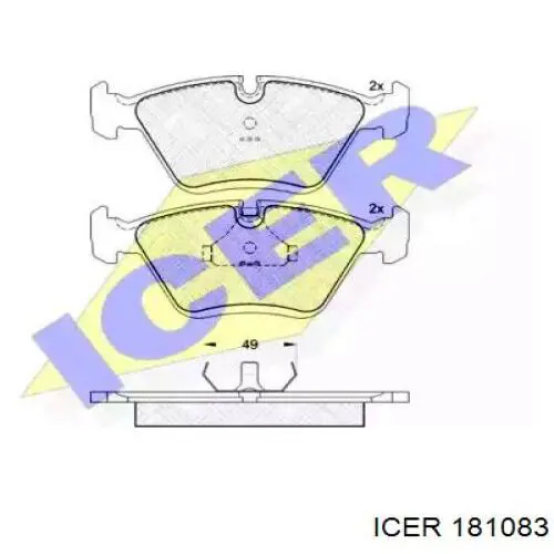 181083 Icer колодки тормозные передние дисковые