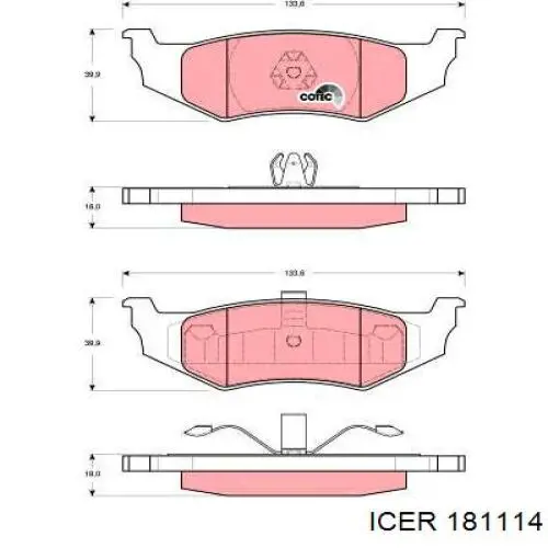 Купить 181114 Icer Колодки тормозные задние, дисковые