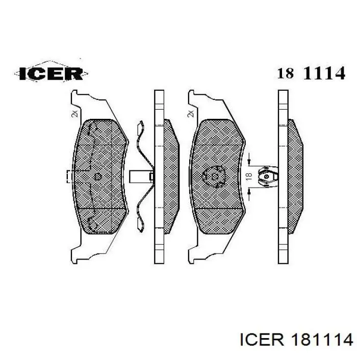 Задние тормозные колодки 181114 Icer