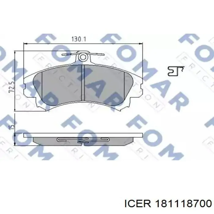 Передние тормозные колодки 181118700 Icer
